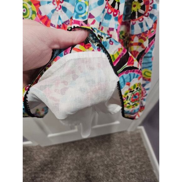 Vintage y2k Nanette Lepore Dress 8 Boho Babydoll Floral Fit & Flare Silk Cotton - Picture 4 of 8